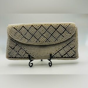 Vintage Clutch Pearl Beaded  True Vintage Made in Japan Beaded Pearl Clutch